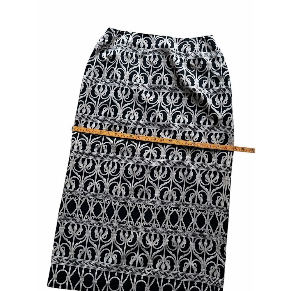Vintage Pure Silk Size 12 Black & Beige 100% Silk Midi Length Pencil Skirt - Picture 8 of 8